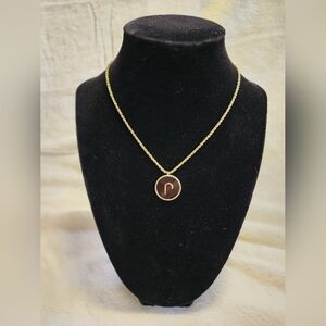 Icelink Onyx Armenian Initial (Ր Rope) Adjustable Gold Rope Necklace 20" Length